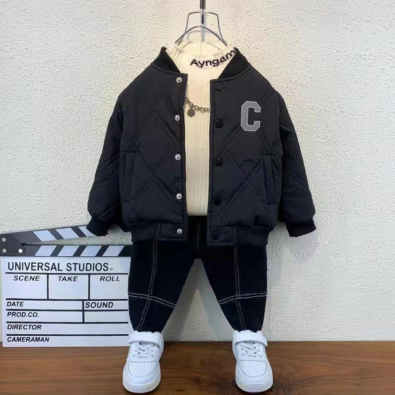 Veste rembourrée épaisse de style étranger pour bébé garçon, uniforme de baseball matelassé à la mode et beau, tendance_voghion.com