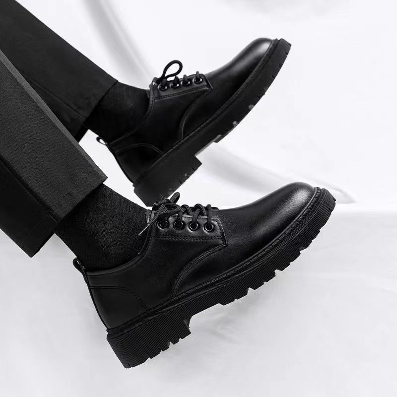 Casual Leather For Summer, Breathable Thick Sole, British Style, Versatile Non-Slip Soft Sole Work Shoes_voghion.com