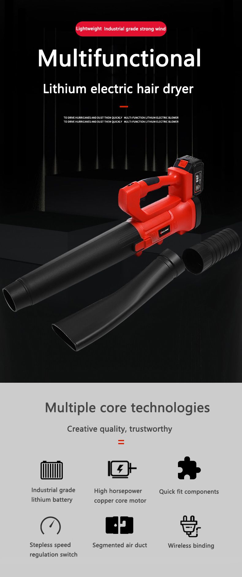 Powerful Cordless Leaf Blower - 21V Lithium-Ion Battery, High-Speed 150 MPH, Lightweight & Ergonomic For Snow, Leaves, Debris - Industrial & Home Use_voghion.com