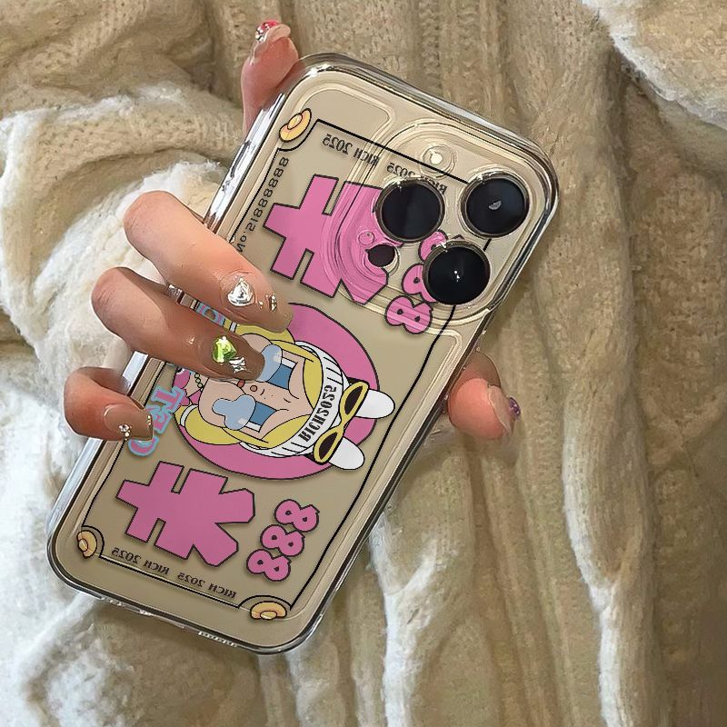 Custodia trasparente per telefono Space Shell Pop Mart Crying Doll per iPhone 16/15/14/13 Pro Max 12/1_voghion.com