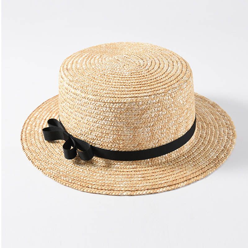 Fashion Fashion Classical Beach Ribbon Bowknot Boater Wide Brim Summer Sun Hats for Women Ladies Wheat Straw Cap Kentucky Derby Hat_voghion.com