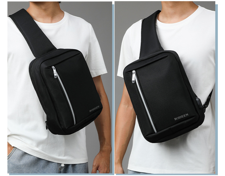 Boiseen nuovo marsupio da uomo cross-border business grande capacità borsa a tracolla con cerniera borsa portaoggetti con ricarica USB all'ingrosso_voghion.com