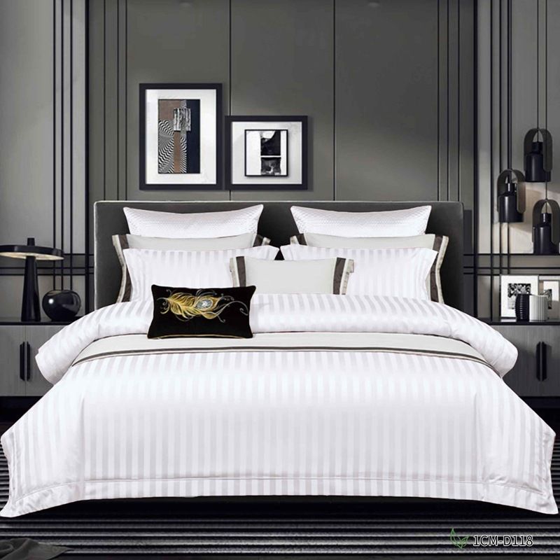Set di biancheria da letto in raso jacquard tinta unita con copripiumino e federa_voghion.com