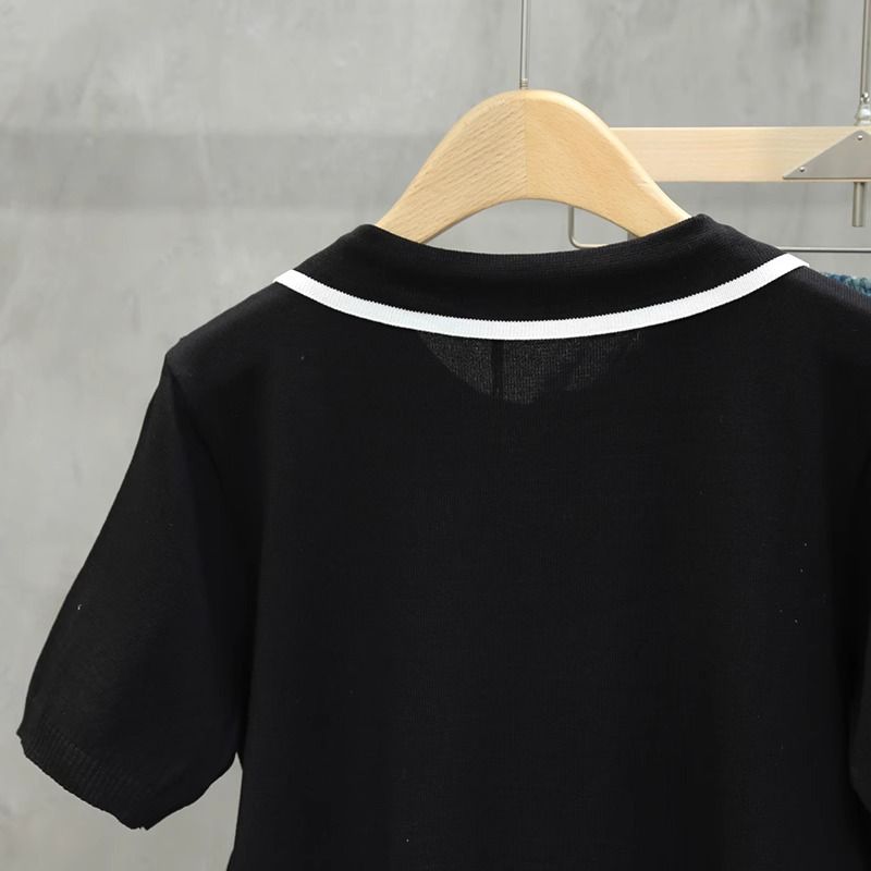 Pánské oblečení Lehké luxusní retro high-end barevně sladěné kapsy s krátkým rukávem Polo pánské letní tenké úzké klopové pruhované tričko s polovičním rukávem_voghion.com