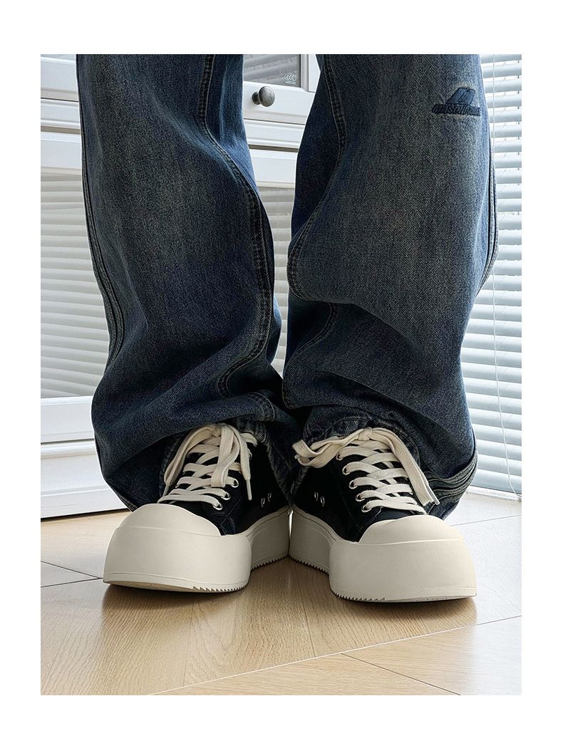 Herbstliche schwarze Sneakers für atmungsaktive dicke Sohle, die die Körpergröße erhöht, Promi-Stil, Pendler, klobiger Derby, Freizeitschuhe für Männer_voghion.com