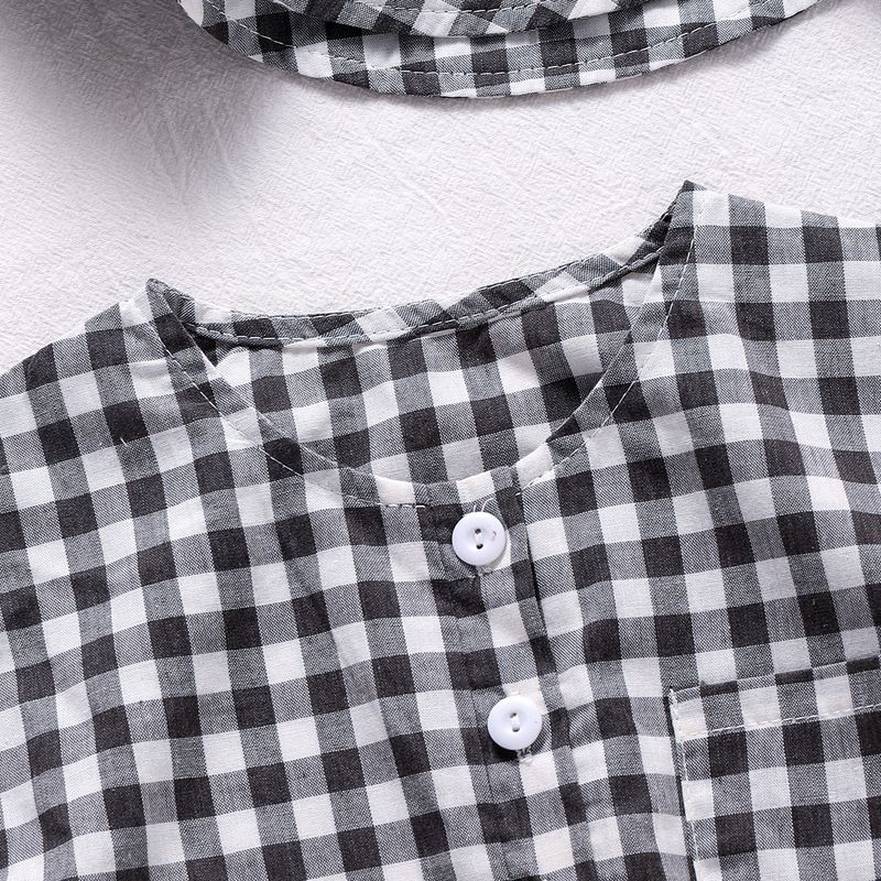 Mutter & Kinder 2024 neue Sommerkleidung für Babys, stylische karierte Sommeroveralls, kurzärmelige Strampler, zweiteilige Sets_voghion.com