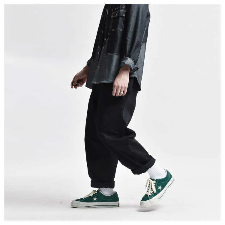 Men's Loose Multi Pockets Cargo Bib Overalls Working Clothing Jumpsuits Jeans Pants Black Military Green Brown T221102_voghion.com