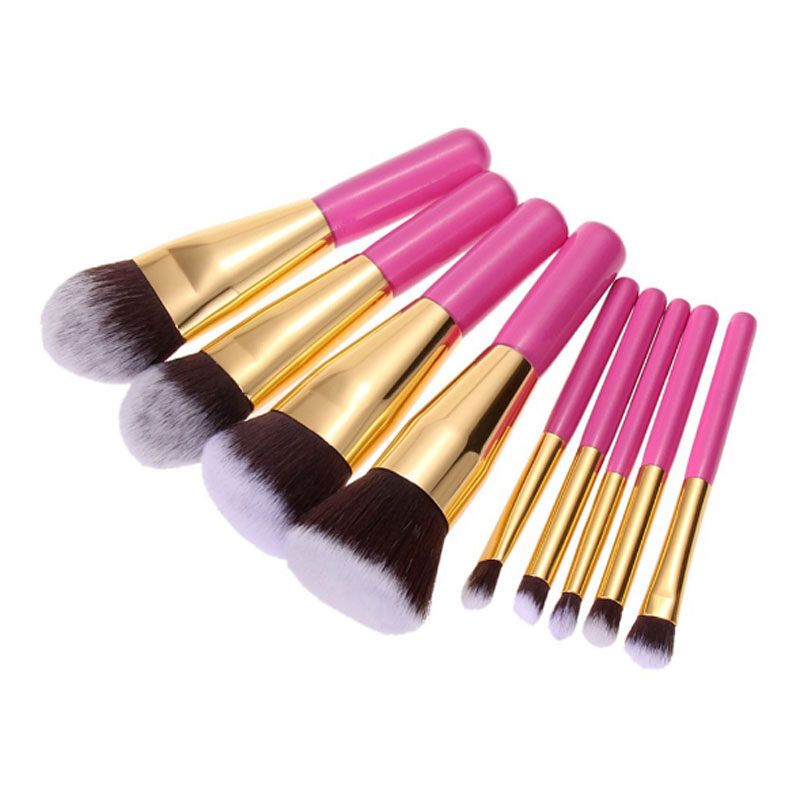 9-teiliges Reise-Make-up-Pinsel-Set, gelb oder rosa, kurzer Griff, Puder, Rouge, Lippenpinsel-Set, Beauty-Make-up-Tools_voghion.com