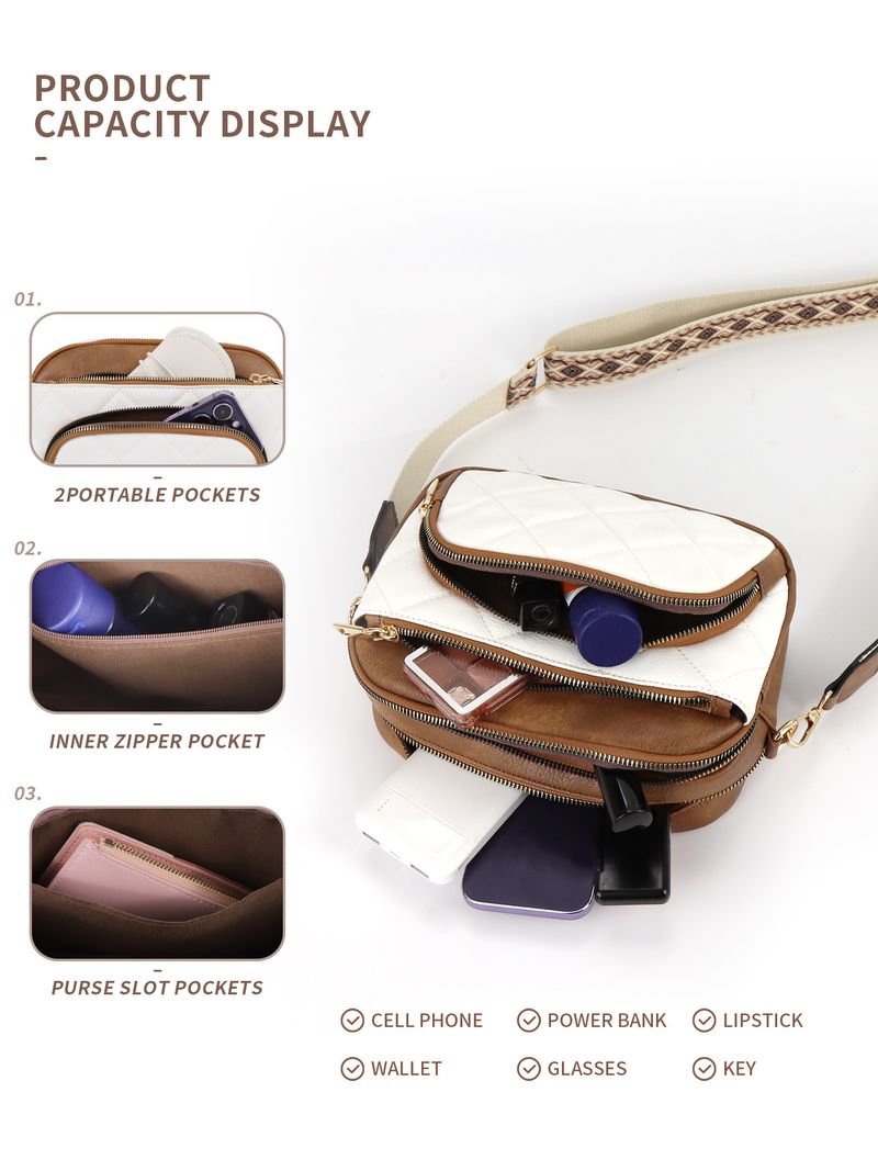 Portafoglio trapuntato da donna, piccola borsa a tracolla in pelle vegana, borsa tote, tracolla rimovibile._voghion.com
