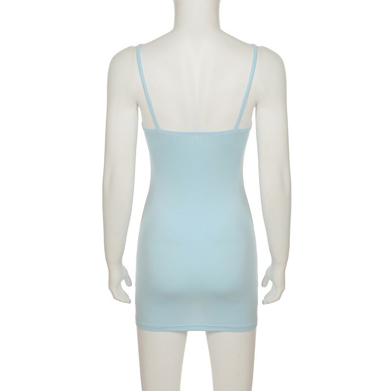 Strandurlaubsstil, großer Blumendruck, kontrastfarbene Basis, schmale Passform, hüftbetont, Hosenträgerkleid, kurz, neu_voghion.com