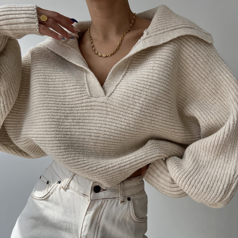 Pull tricoté à col roulé pour femme, nouveau produit printemps et automne 2025_voghion.com
