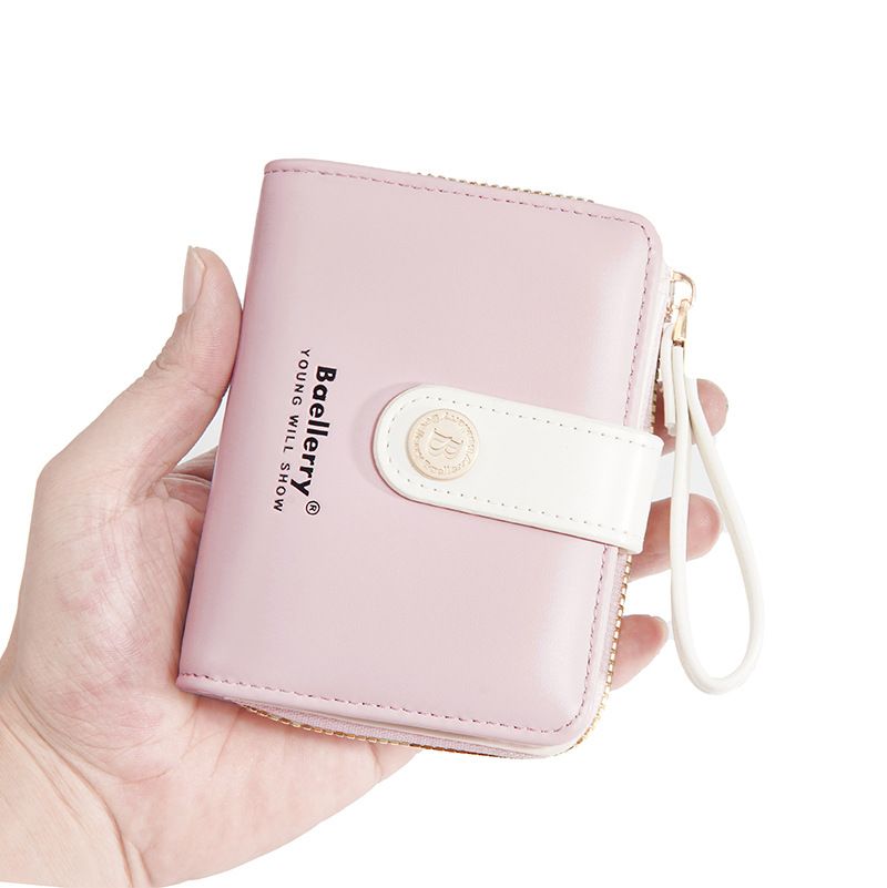 Damentaschen Neue Art Geldbörse Damen Kurze Mode Kleine Multi-Kartensteckplätze Reißverschluss Münzgeldbörse Ins Kontrastfarbe Kartentasche_voghion.com