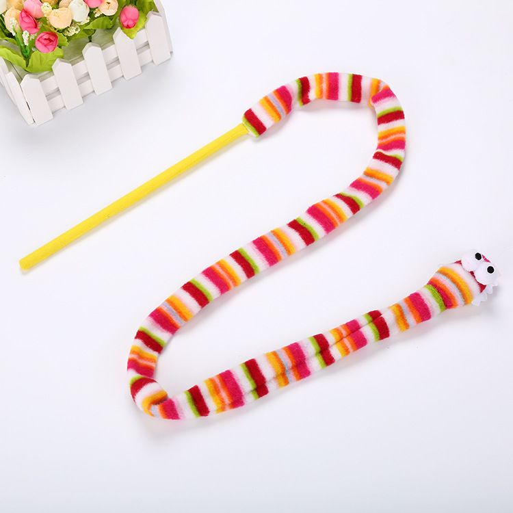 Toy Rainbow Color Cartoon Snake Wand Teasing Cat Stick Pet Supplies_voghion.com