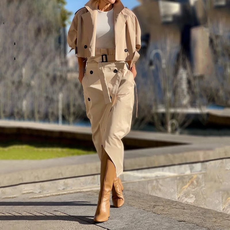 Audday 2025 Autumn New Versatile Casual Workwear Elegant Button Belt Suit Dress_voghion.com