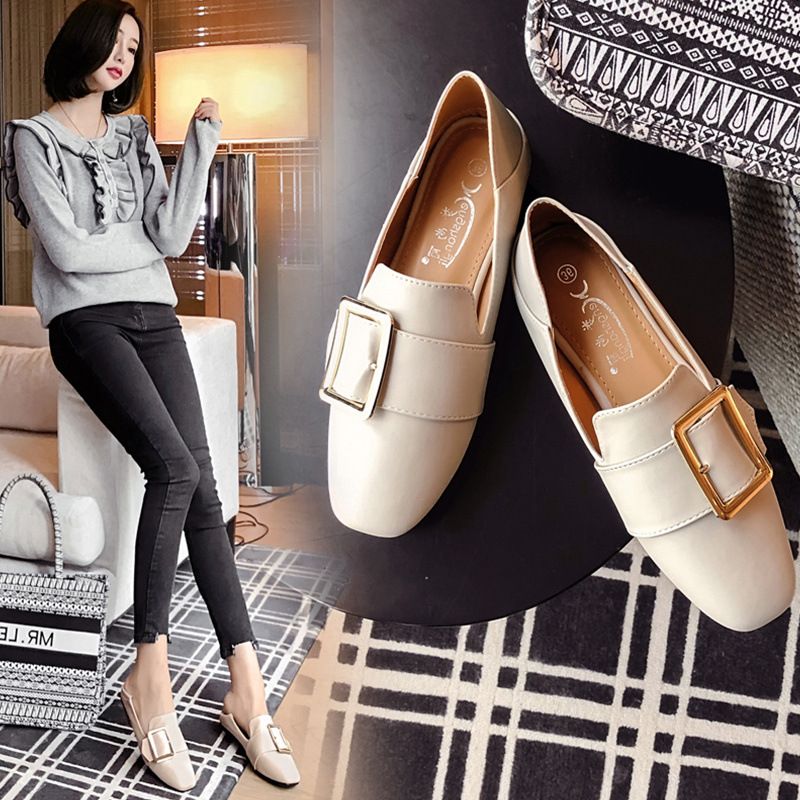 Single shoes women's new spring and summer small leather shoes one pedal women's shoes flat bottom versatile autumn_voghion.com