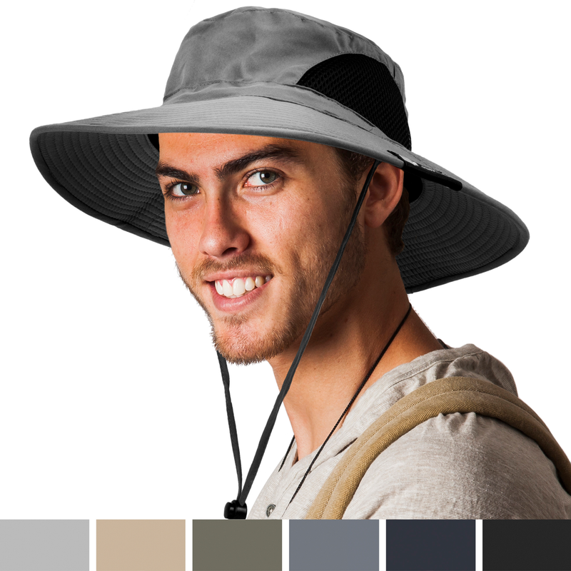 Bonnie Hat Men's Wide Edge Sun Protection Outdoor Hiking Fishing 50+UPF Bucket_voghion.com