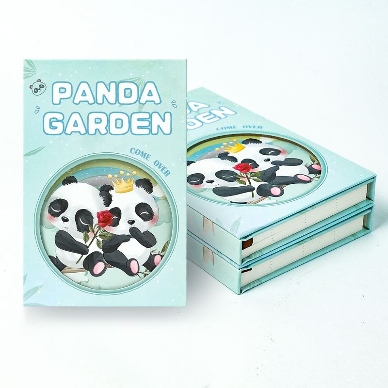 Education & Office Supplies Cute Cute Pet Series Flower Panda Cover Triple Folding Notebook Student Classroom Record Book_voghion.com