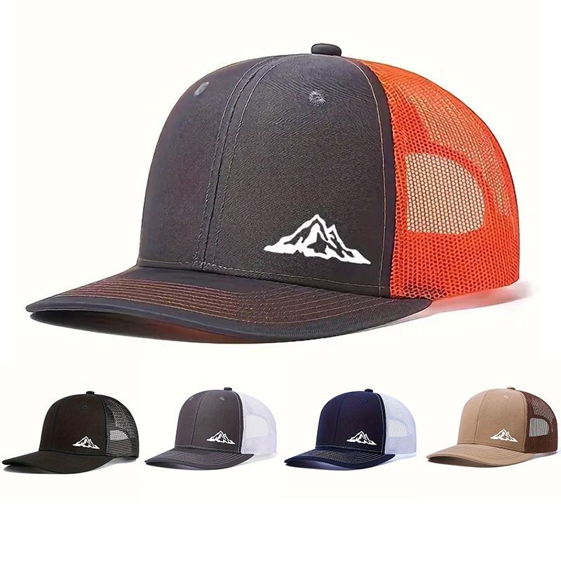 Kreatives Design, Baseballmütze im Bergstil mit flacher Krempe, leicht gebogen, Richardson-Trucker-Mütze, schnelltrocknende Mesh-Kappe für den Außenbereich_voghion.com