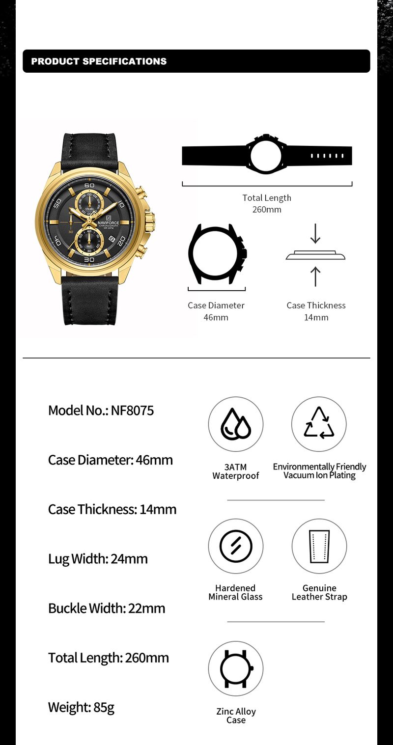 Hands Wristwatches Genuine Leather Strap Alloy Case Casual Watches Dress Watch For Men Waterproof With Date Luminous_voghion.com