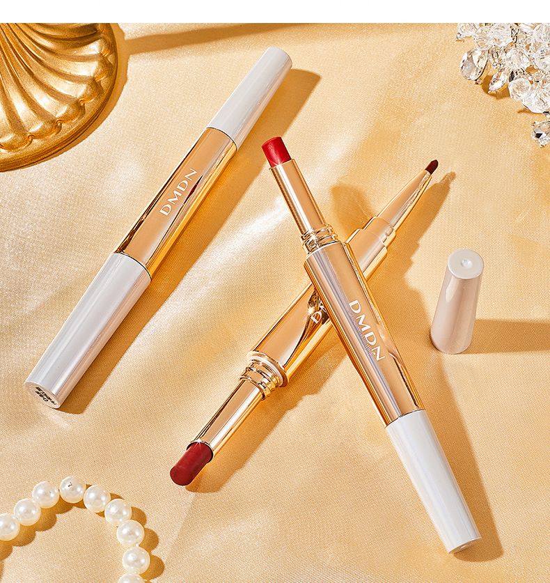 Batom clareador fosco aveludado, delineador labial antiborras com dupla face e óleo, cosméticos_voghion.com