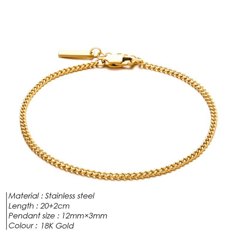 Braccialetto in acciaio inossidabile con catena cubana, semplice ed elegante, regolabile e resistente alla luce._voghion.com