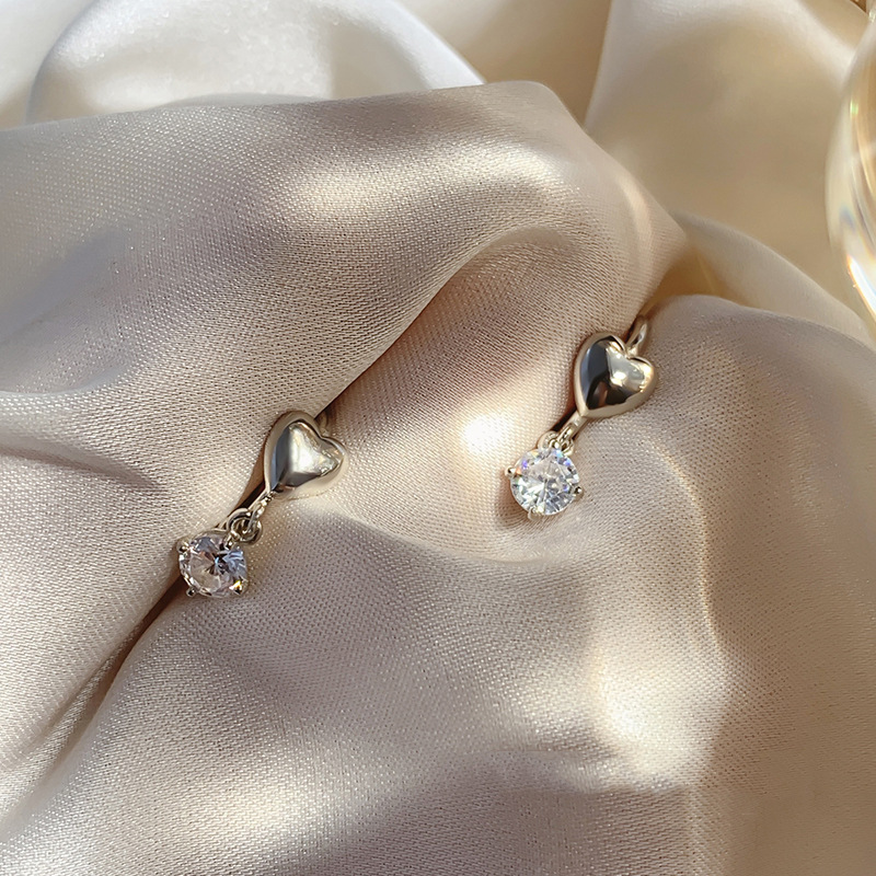 Strling Sir VENUS Fashion Zircone Intarsiato Lov Ear Buckl Ladis Swt Heart Ear Hoop Orecchini Jwlry Regalo anelli_voghion.com