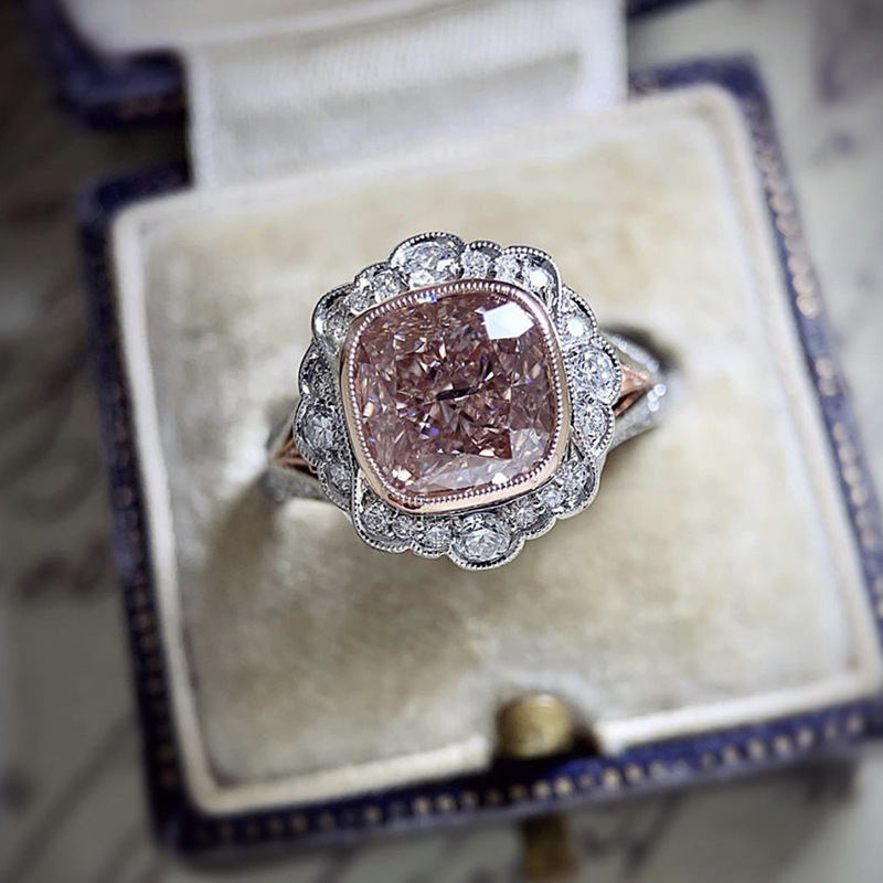 Pink Moissanite Diamond Women's Popular Engagement Proposal Ring_voghion.com