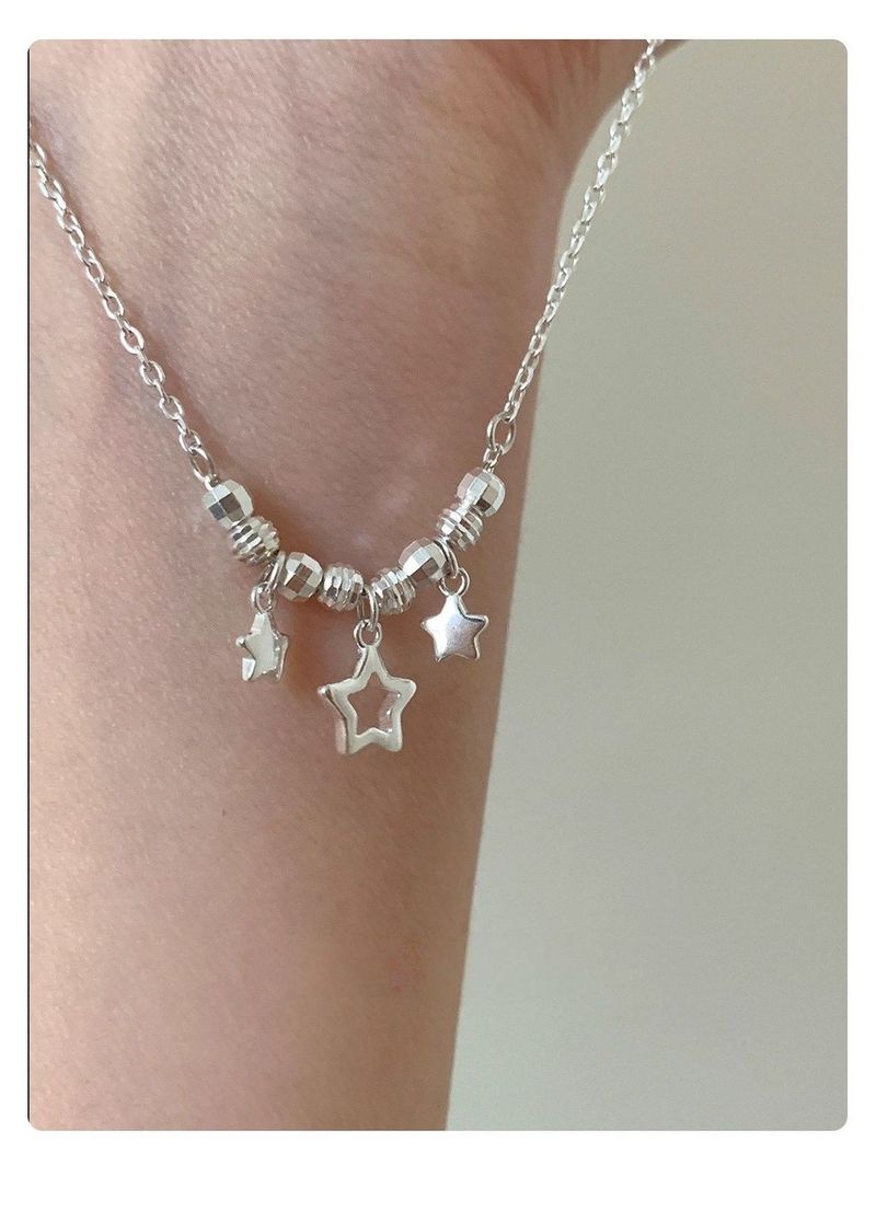 Collana con perline da discoteca in argento puro 999, stella, 2025, nuovo design di nicchia, elegante catena per clavicola di alta gamma_voghion.com