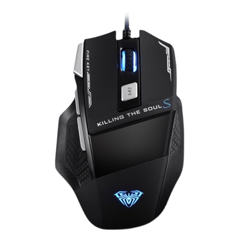Mouse da gioco USB cablato AULA Wolf Spider S12 con illuminazione RGB, programmazione macro, 6 pulsanti, 2000 DPI, design ergonomico per giocatori su PC_voghion.com