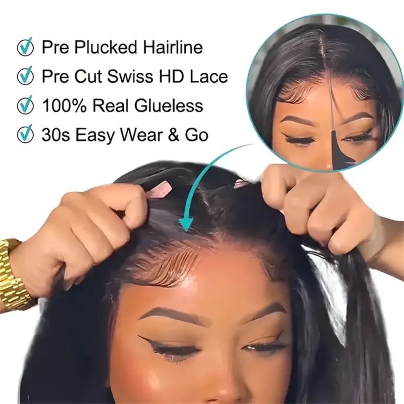 Perruques de cheveux humains en dentelle transparente sans colle, perruques de fermeture ondulées pour femmes, densité 150% 180%, cheveux brésiliens_voghion.com
