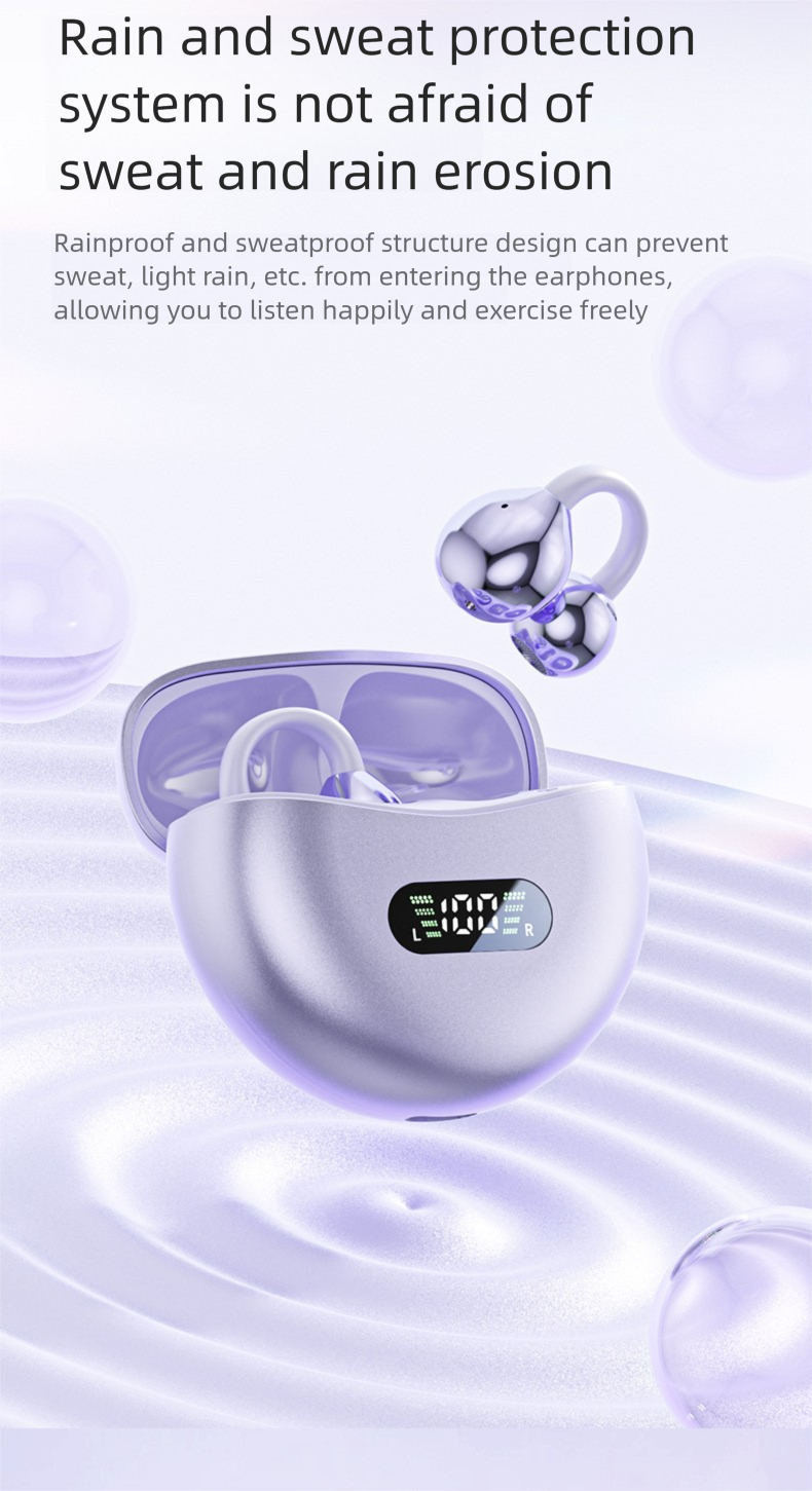 2025 New Clip-on Wireless Long Battery Life Private Noise Reduction Digital Display Bone Conduction Bluetooth Earphones_voghion.com