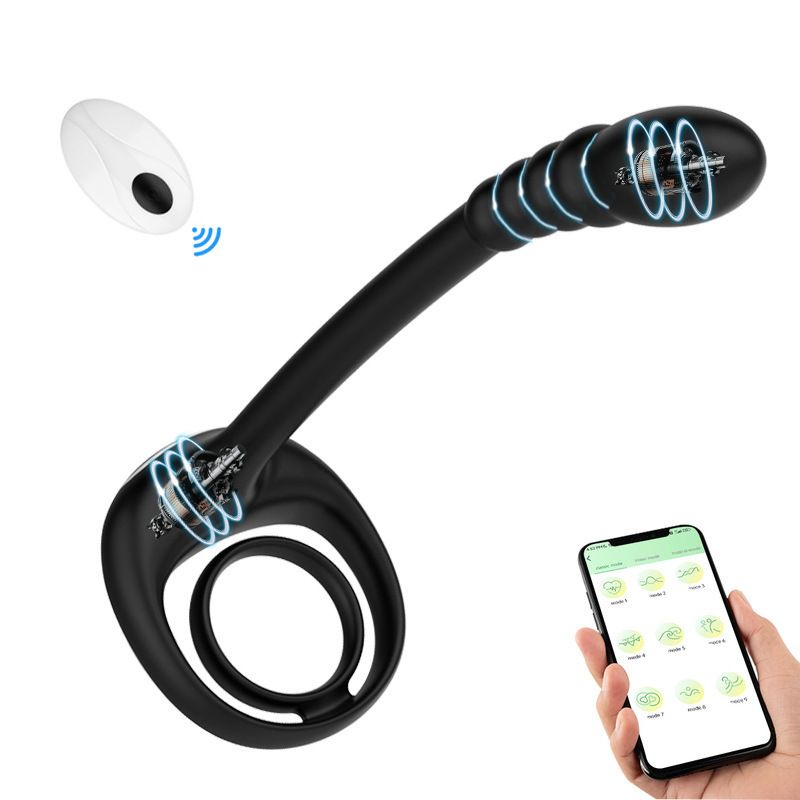 Anello per pene con vibrazione ritardata, APP per uomo, con blocco remoto per coppie, anello per sperma, prodotti sessuali per adulti_voghion.com