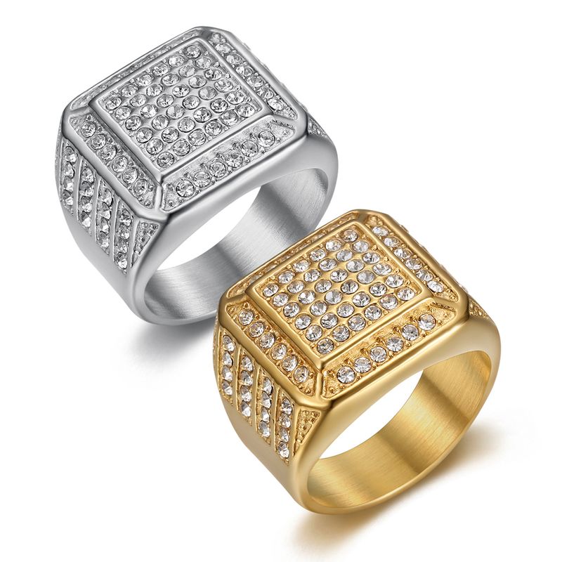 Men's Jewelry Set Fashion New Hip Hop Nightclub Ring Titanium Steel Vacuum Gold Plated Luxury Full Diamond Men's Ring_voghion.com