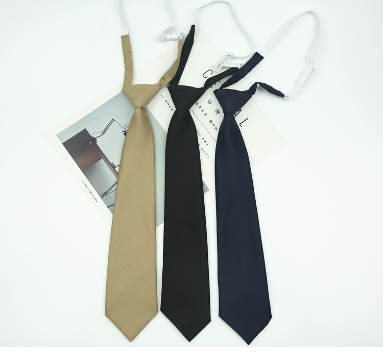 Cravatte e fazzoletti da donna cravatta piccola retrò tinta unita senza elastico per bambina corta nera blu navy vino rosso_voghion.com