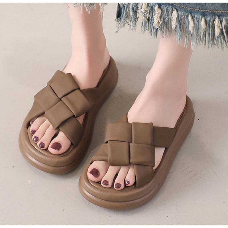 Plateau-Hausschuhe Damen tragen hochwertige 2024 Sommer neue weiche Sohle Flip-Flops Mode Hausschuhe_voghion.com