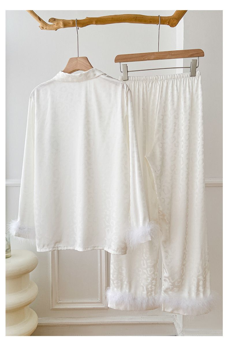 Damenbekleidung Hochwertiger, lockerer Federpyjama im Frühjahr und Herbst, langärmelige Eisseide, im Frühjahr und Herbst als Hauskleidung tragbar_voghion.com