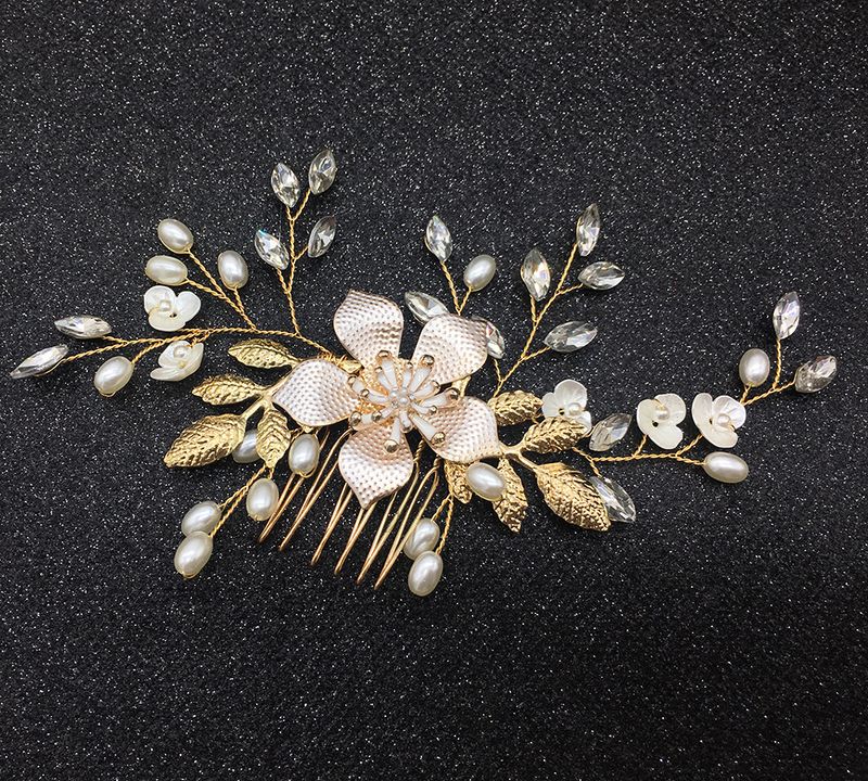 Gioielli da donna, tiara da sposa, pettine per capelli con perle da sposa, gioielli da sposa con conchiglia a forma di fiore in lega_voghion.com