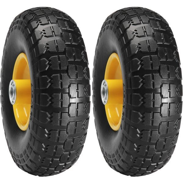Solid PU Run-Flat Tire Wheel, 10', 2-Pack, 400 Lbs Dynamic Load, 450 Lbs Static Load, Flat Free Tubeless Tires And Wheels For Hand Truck, Utility C_voghion.com