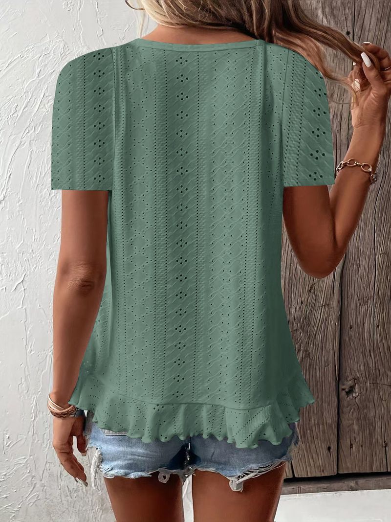 2025 Spring/Summer New Women's Fashion Casual Solid Color Short Sleeve Round Neck T-shirt_voghion.com
