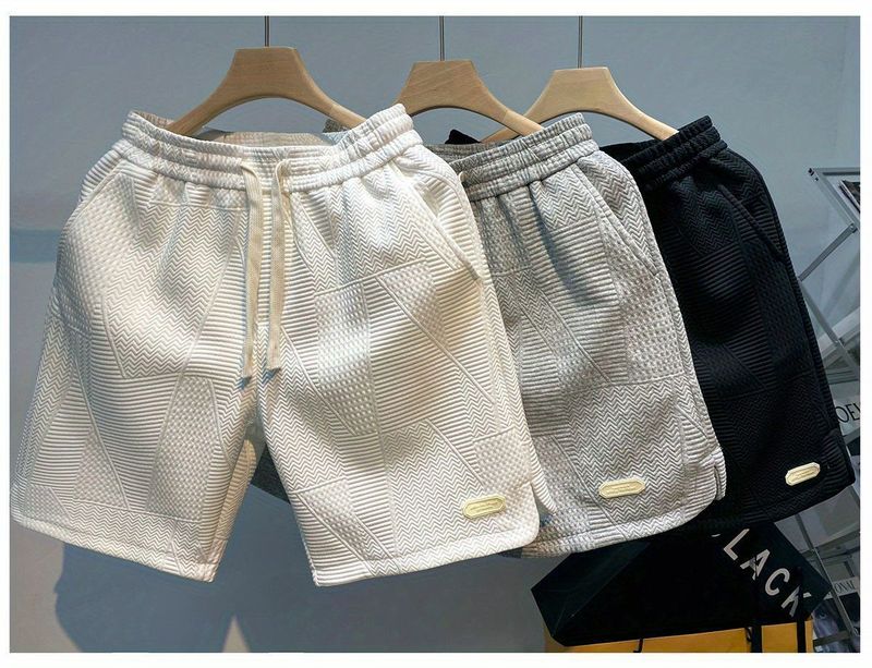 Men's Clothing Wave Pattern Shorts Design Niche Casual Five-point Beach Pants Summer Hong Kong Style High Street Sports Straight Pants_voghion.com