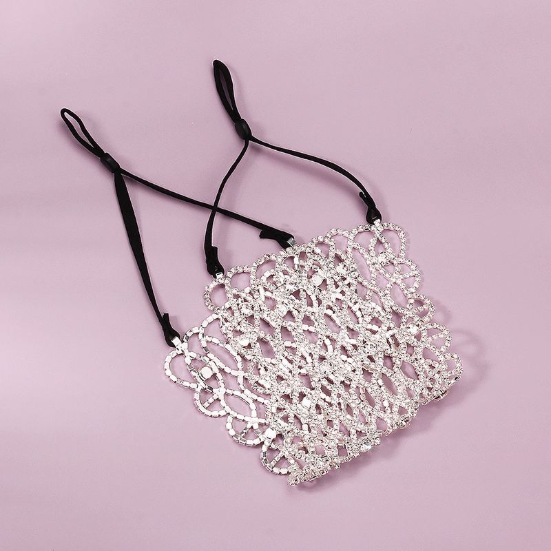 Masque facial tendance en maille creuse décorative avec strass pour discothèque, fête, célébrité sur Internet_voghion.com