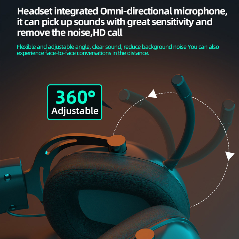 Gaming Fidelity Bluetooth 2.4G KZ-GP20 hoofdtelefoon Hoge draadloze omnidirectionele stereo sportheadset met RGB-ademhaling_voghion.com