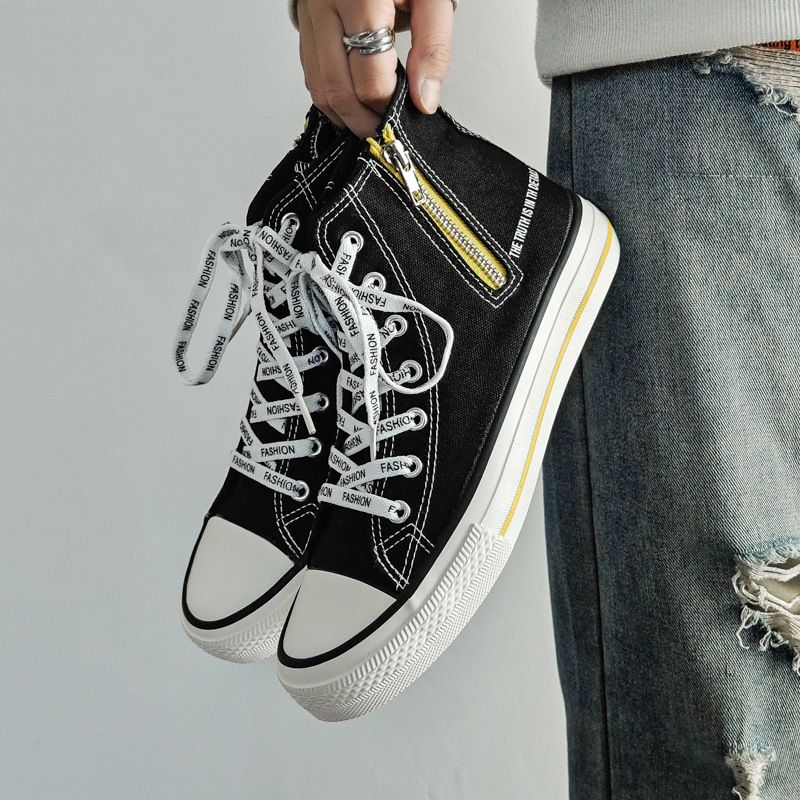 VASIBAEN High Top Canvas Men 2025 Spring New Small Form Design Korean Board Shoes For Men's Versatile Instagram Trend_voghion.com