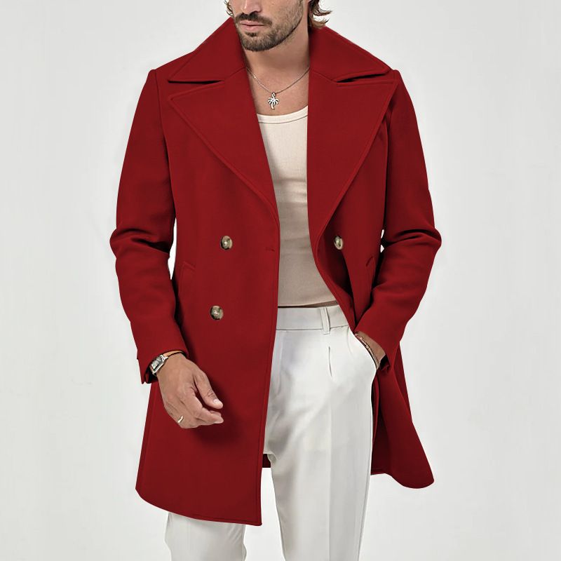 2025 Men's Autumn Winter New Style Lapel Double-Breasted Slim Fit Jacket Trench Coat_voghion.com
