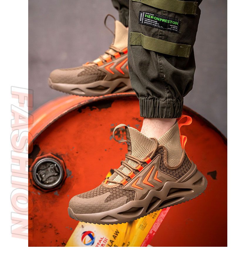 Chaussures de travail légères, résistantes aux chocs et aux perforations, avec embouts en acier et tissu respirant._voghion.com