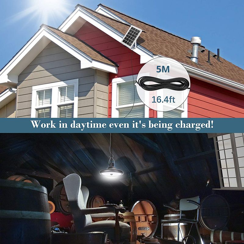 Lampada solare a sospensione a doppia testa, impermeabile, ad alta capacità, per esterni/interni, adatta per cortili, garage, ecc._voghion.com