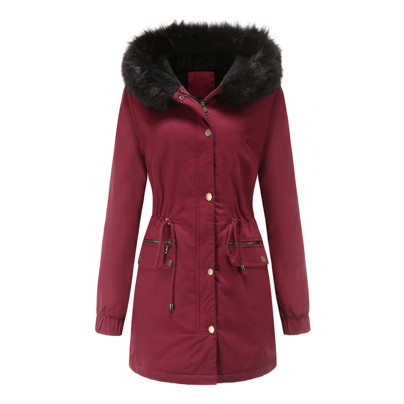 Abbigliamento da donna per superare la giacca imbottita in pile con collo in pelliccia, cappotto caldo con cappuccio, giacca imbottita ampia_voghion.com