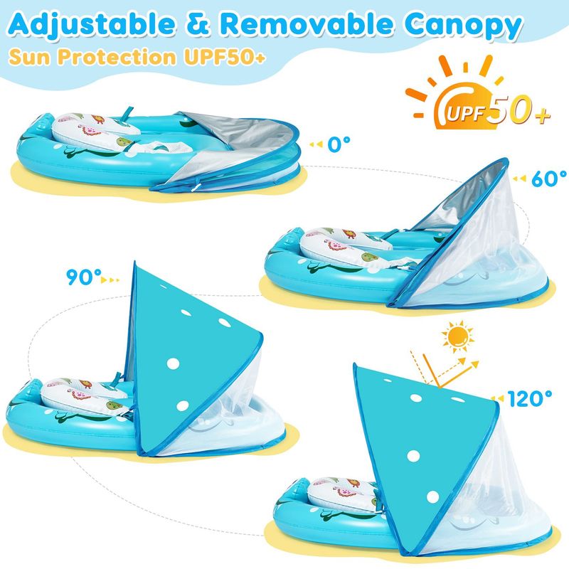 Bouée gonflable pour bébé avec parasol, pour piscine, pour s'allonger_voghion.com