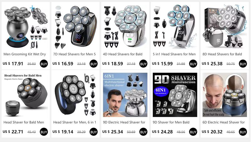 7D 5 In 1 Mens For Wet & Dry Waterproof Bald Head Shaver Electric Shavers Men_voghion.com