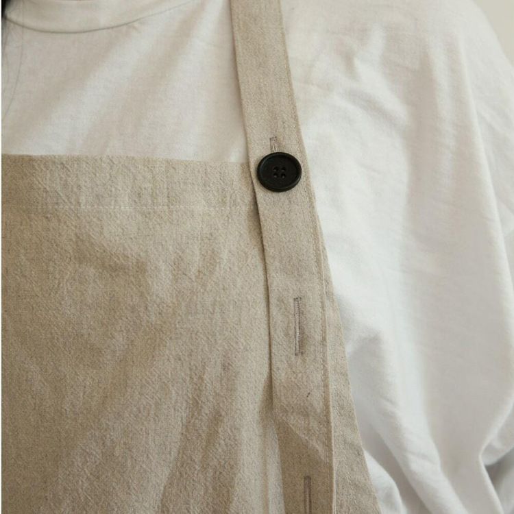 Forest Style Creations Version Apron Linen Fabric Japanese Korean Simple Fashion Art Embroidery LOGO Print Craft_voghion.com